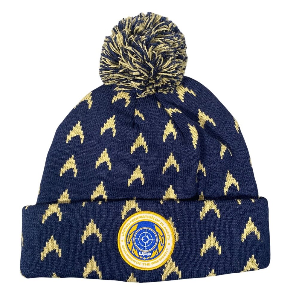Star Trek Lovarzi Beanie Hat With United Federation Of Planets Logo & Pom Pom